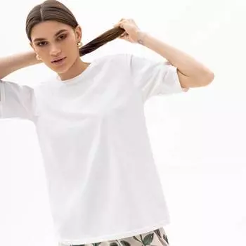 Футболка женская, домашняя, р. M, хлопок, белая, Janice