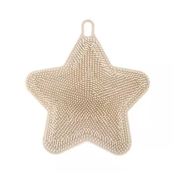 Губка для мытья посуды, 12 см, силикон, бежевая, Звезда, Manny