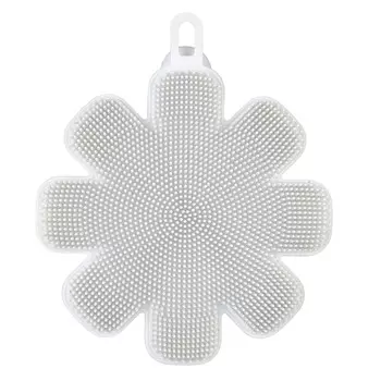 Губка для мытья посуды, 12 см, силикон, серая, Цветок, Manny