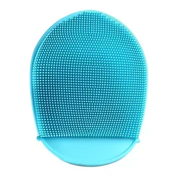 Щетка-варежка для мытья тела, 13 см, двусторонняя, силикон, голубая, Bath