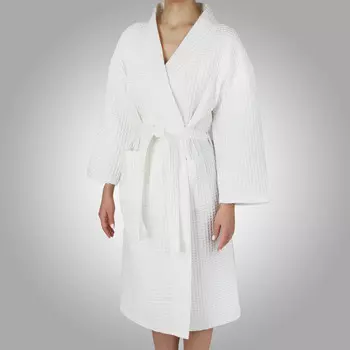 Халат женский, р. S, вафельный, хлопок, кремовый, Michelle