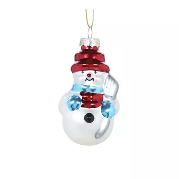 Игрушка елочная, 7 см, стекло, Снеговик, Snowman