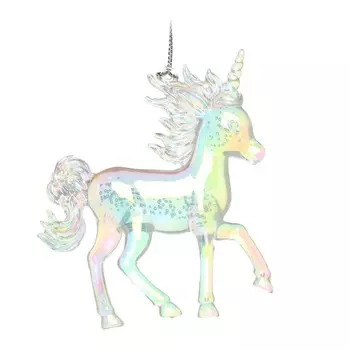 Игрушка елочная, 9 см, акрил, перламутр, Единорог, Unicorn