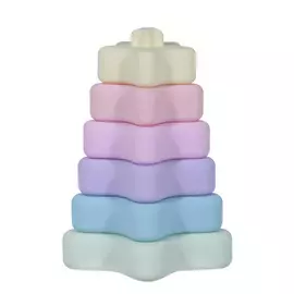 Игрушка развивающая, 13 см, 6 пр, силикон, цветная, Пирамидка звезда, Kiddy