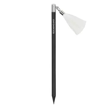 Карандаш, 18 см, чернографитный, в ассортименте, с подвеской, серый/белый, Кисточка