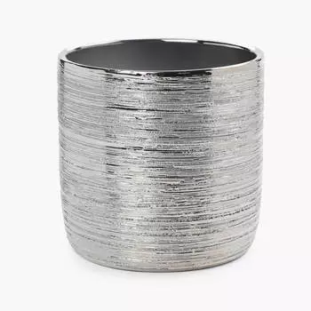 Кашпо, 14х14 см, керамика, серебристое, Galore