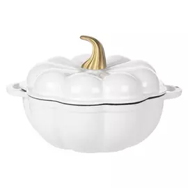 Кастрюля, 20 см, 1,7 л, с крышкой, чугун, белая, Тыква, Pumpkin