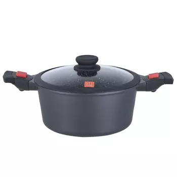 Кастрюля, 24 см, 4,5 л, с крышкой, сьемные ручки, с покрытием, алюминий, Solution Red