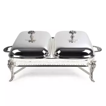 Кастрюля с подогревом, 47х19 см, 2 секции, стекло Т/металл, Brittany