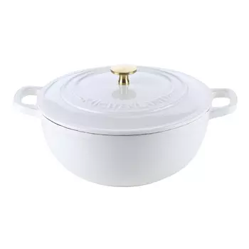 Казан, 25 см, 3,5 л, с крышкой, чугун, белый, Light kitchen