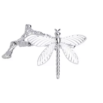 Кольцо для салфеток, 5 см, металл, серебристое, Стрекоза, Dragonfly