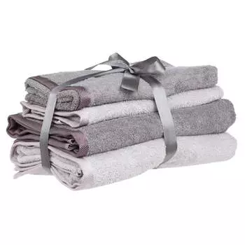 Комплект полотенец, 50х90/70х140 см, 4 шт, хлопок, серый, Wellness