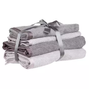 Комплект полотенец, 50х90/70х140 см, 4 шт, хлопок, серый, Wellness