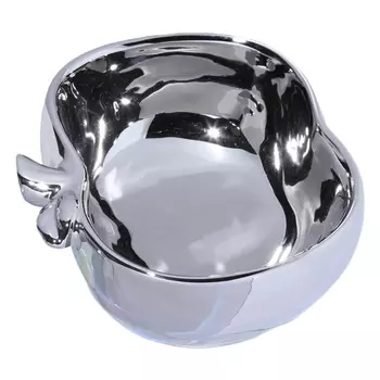 Конфетница, 12 см, керамика, серебристая, Яблоко