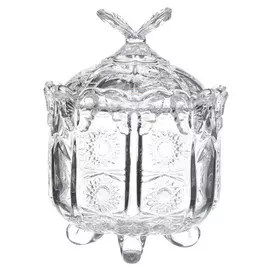 Конфетница, 10х14 см, с крышкой, стекло Р, Бабочка, Butterfly