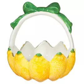 Конфетница, 15х17 см, с ручкой, керамика, желтая, Лимоны, Sicily