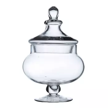 Конфетница, 26х17 см, 1,4 л, на ножке, с крышкой, стекло, Clear