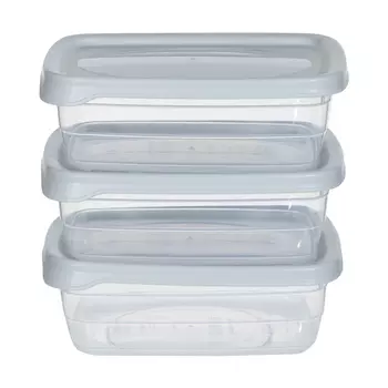 Контейнер, 1,2 л, 3 шт, пластик, прямоугольный, серый, Soft Kitchen