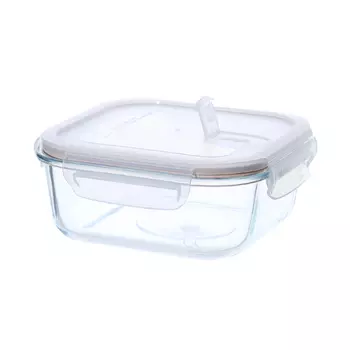 Контейнер, 520 мл, с клипсами, с клапаном, стекло Т/пластик, квадратный, Soft kitchen