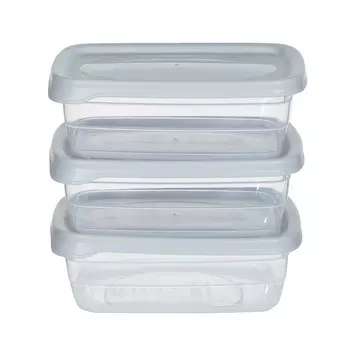 Контейнер, 600 мл, 3 шт, пластик, прямоугольный, серый, Soft Kitchen