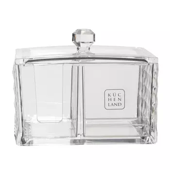 Контейнер для ватных дисков/палочек, 14х10 см, 3 отд, с крышкой, акрил, Kandy