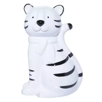 Копилка, 19 см, керамика, белая, Тигр сидит, Tiger
