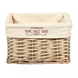 Корзина для хранения, 29х18 см, лоза/текстиль, бежевая, прямоугольная, Provence