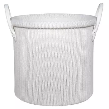 Корзина для хранения, 33х30 см, с ручками, полиэстер, круглая, бежевая, Bezel