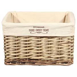 Корзина для хранения, 37х22 см, лоза/текстиль, бежевая, прямоугольная, Provence
