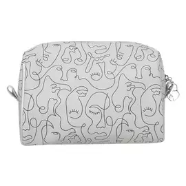 Косметичка, 21х15 см, полиуретан/полиэстер, белая, Лица, Face
