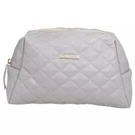 Косметичка, 25х13 см, стеганая, полиуретан, серая, Quilted