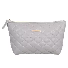 Косметичка, 26х13 см, стеганая, полиуретан, серая, Quilted