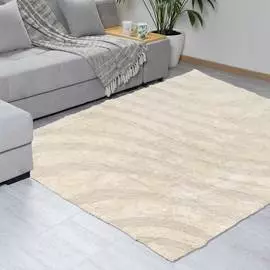 Ковер, 150х200 см, хлопок, бежевый, Волны, Loop weave