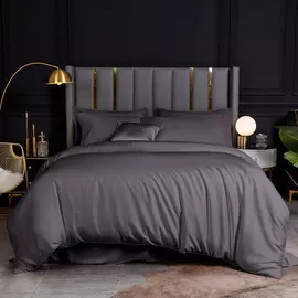 КПБ евро, тенсель 300 TC, серо-коричневый, Tencel