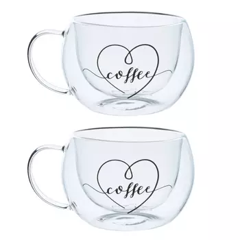 Кружка, 255 мл, 2 шт, стекло Б, Coffee, Air decor