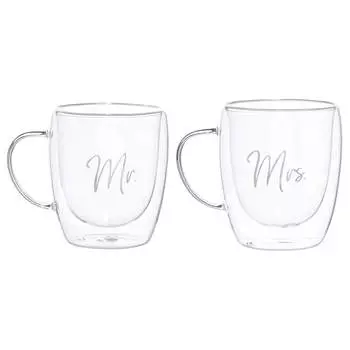 Кружка, 300 мл, 2 шт, стекло Б, Mr & Mrs, Air decor