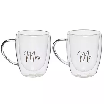 Кружка, 300 мл, 2 шт, стекло Б, Mr &amp; Mrs, Air decor