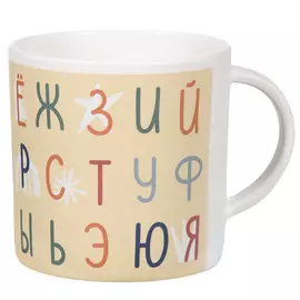 Кружка, 350 мл, бамбук, бежевая, Алфавит, Alphabet