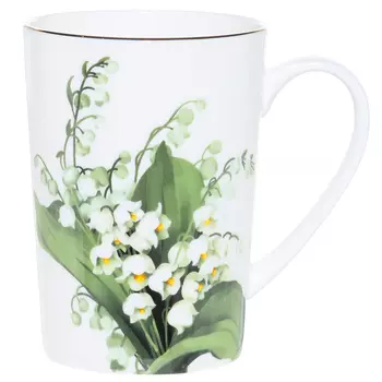 Кружка, 350 мл, фарфор F, белая, Ландыш, Flower garden