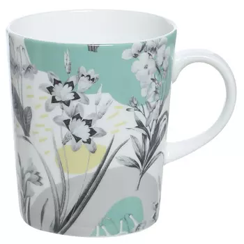 Кружка, 380 мл, фарфор F, зеленая, Цветы, Meadow flower
