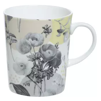 Кружка, 380 мл, фарфор F, желтая, Цветы, Meadow flower