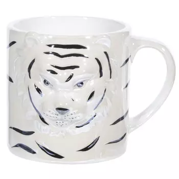 Кружка, 400 мл, керамика, белая, Тигр, Tiger