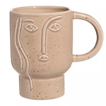 Кружка, 450 мл, керамика, бежевая, Лицо, Face