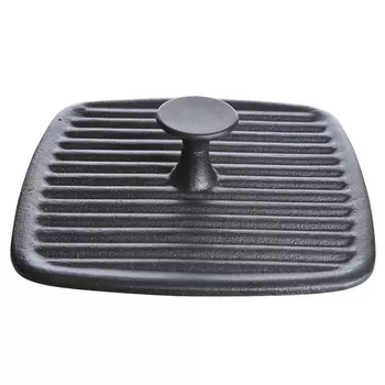 Крышка-пресс для гриля, 23 см, чугун, квадратная, черная, Authentic