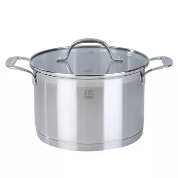 Kuchenland Кастрюля, 20 см, 3,5 л, с крышкой, Silver Stone