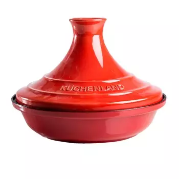 Kuchenland Тажин, 28 см, 2,2 л, с крышкой, чугун/керамика, красный, Bright