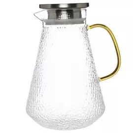 Кувшин, 1,8 л, с крышкой-фильтром, стекло Б/сталь, с янтарной ручкой, Dawned