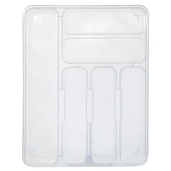 Лоток для столовых приборов, 38х31 см, 6 отд, пластик, прозрачный, Keeping