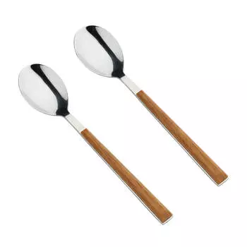 Ложка чайная, 2 шт, сталь/пластик, коричневая, Prague