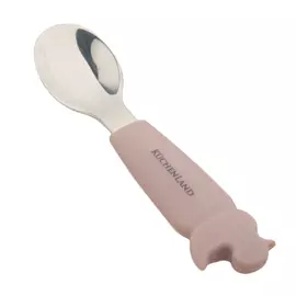 Ложка детская, 13 см, силикон/сталь, сиреневая, Птичка, Kiddy